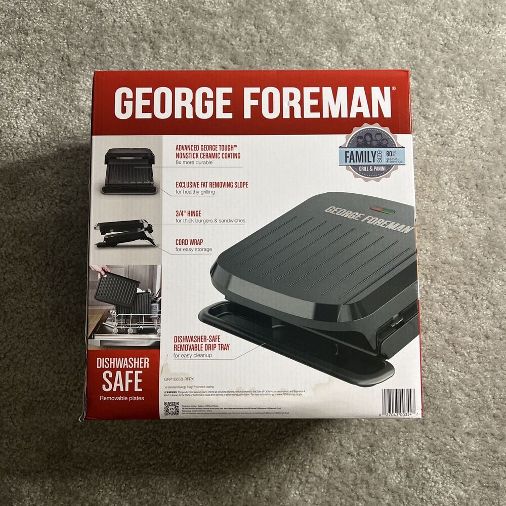 George Foreman GRP1060B 4 Serving Removable Plate Grill - Black - NEW - Picture 2 of 2